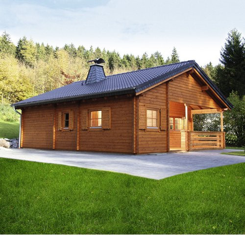 WOLFF FINNHAUS Gartenhaus Vogelsberg aus Holz in Beige, B/H/T: 887,8 x 435 x 977,8 cm - Bild 1