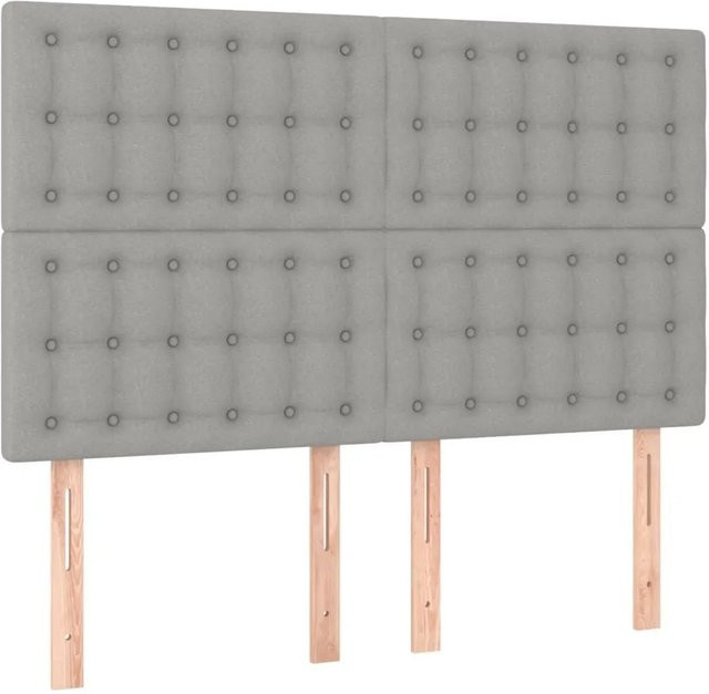 vidaXL Kopfteil für das Bett in Hellgrau mit Stoffbezug, Breite: 144 cm, Tiefe: 5 cm, Höhe: 118 cm bis 128 cm - Bild 1