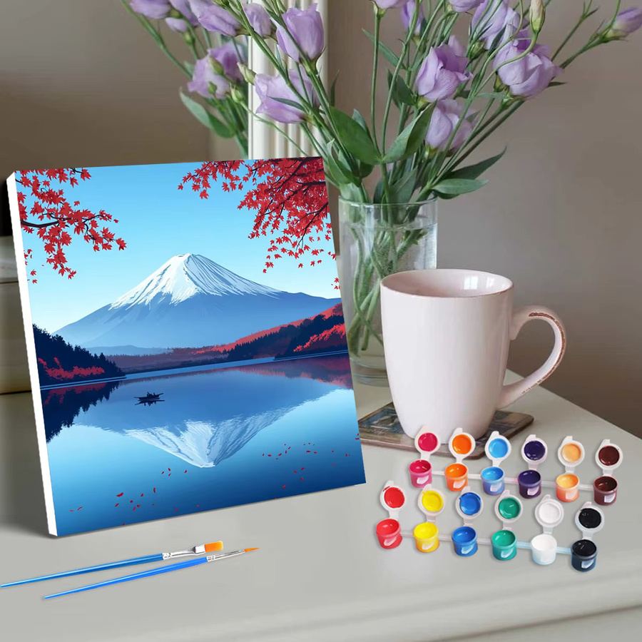 Ruopoty Malen nach Zahlen Set Berglandschaft Motiv für Anfänger und Erwachsene, Mehrfarbiges DIY Leinwandbild im rechteckigen Format - Bild 4