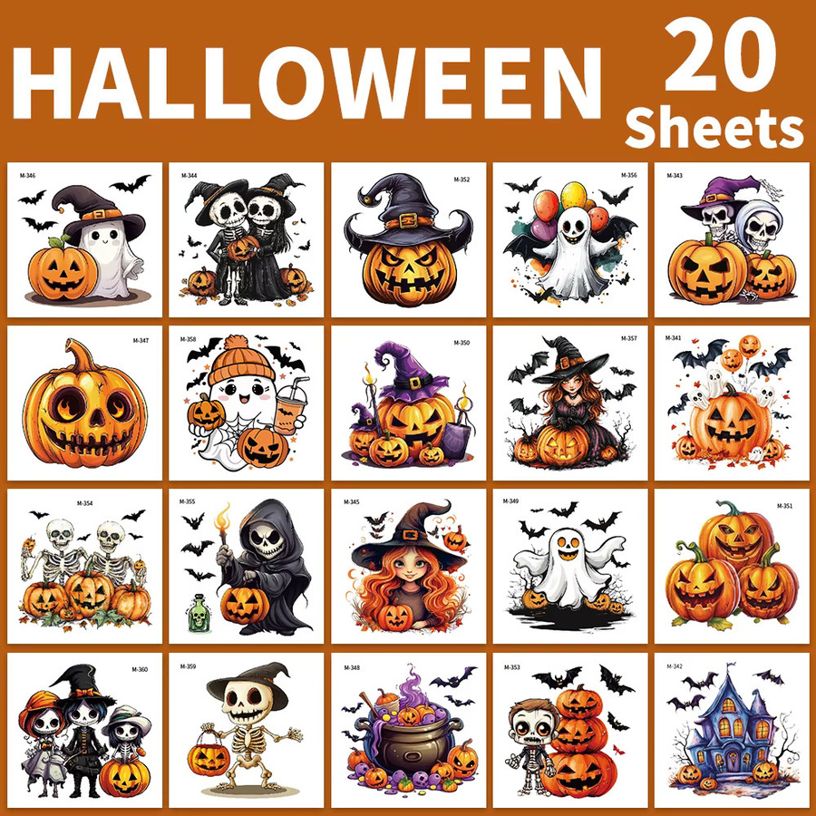 ROCOOART Temporäre Halloween-Tattoos, 20 Blatt, Unisex - Bild 3