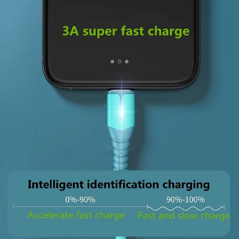 Beleuchtetes USB-C Flüssigkeits-Schnellladekabel aus Silikon in Pink für Apple und Android - Bild 2