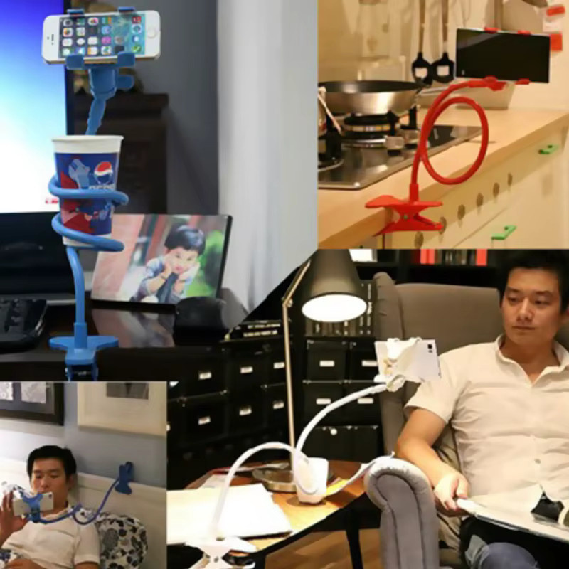 Universeller verstellbarer Handyhalter in Schwarz für Bett und Schreibtisch als flexibler Smartphone Ständer für Xiaomi und Huawei - Bild 6