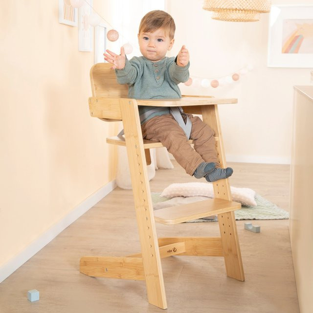 Roba Treppenhochstuhl Nature Up in Braun und Beige aus Holz mit Armlehnen und Höhenverstellbarkeit - Bild 1