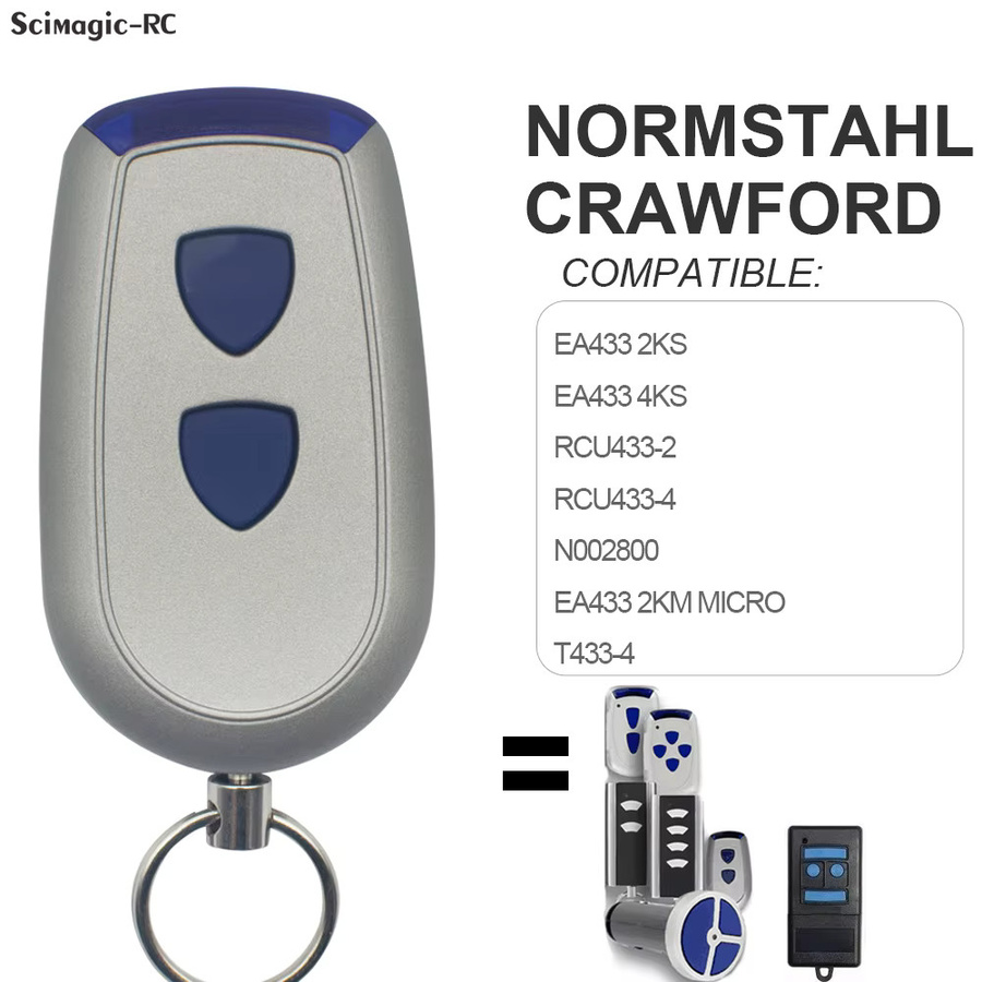 Normstahl Garagentor-Fernbedienung Rolling Code Handsender Schlüsselanhänger 433,92 MHz in Silber - Bild 2