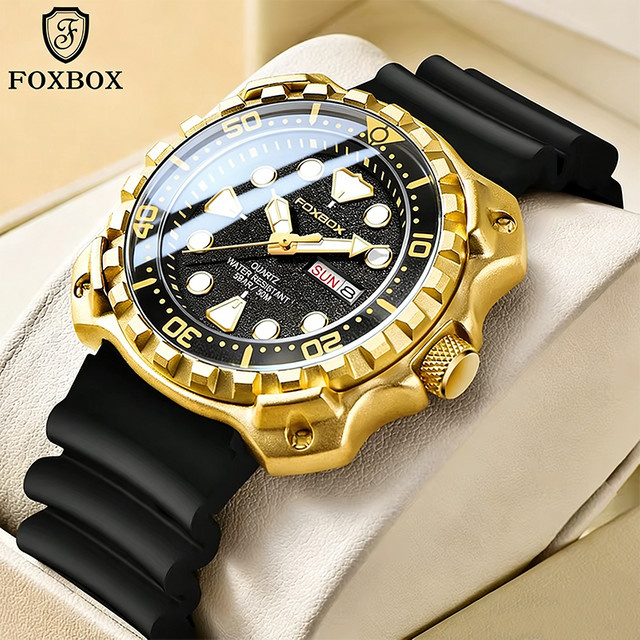 FOXBOX Armbanduhr, Quarz, Silikon, Schwarz, Herren - Bild 1