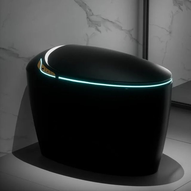 OUCEY Smart Toilette mit Bidet-Sitz in Pink mit automatischem Öffnen und Spülen sowie beheizbarem Sitz - Bild 1