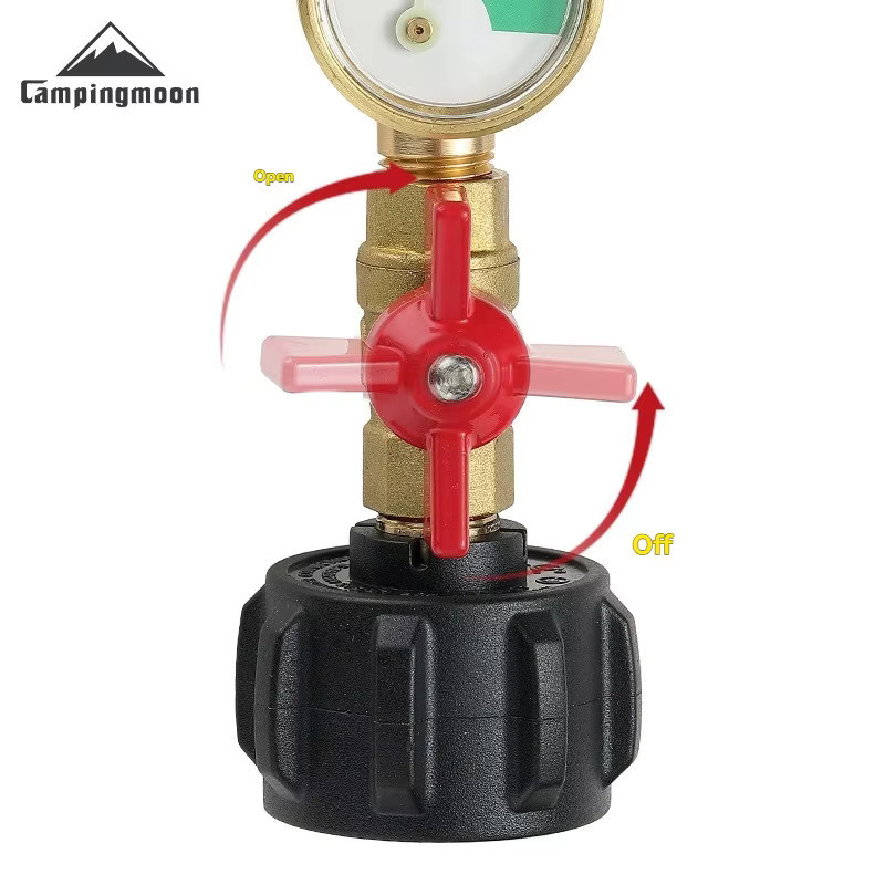 CAMPINGMOON PZ-103/PZ-104 Propanflaschenadapter aus Messing mit Manometer in Gold - Bild 3
