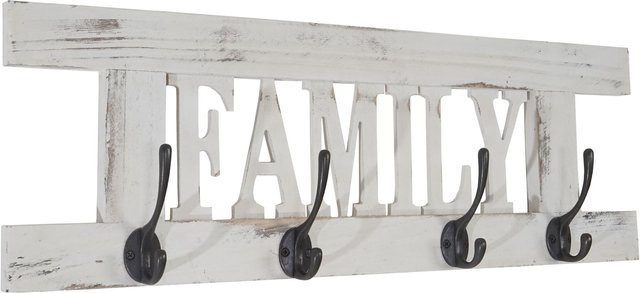 Wandgarderobe MCW Family aus Paulowniaholz in Weiß im Shabby-Look Vintage, B/H: 20 x 60 cm - Bild 1
