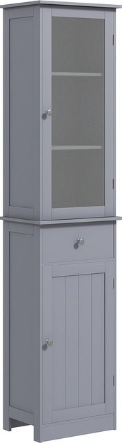 Aosom Kleankin Hochschrank für das Badezimmer in Grau mit Acryltüren, Regalen und Schublade aus MDF - Bild 1