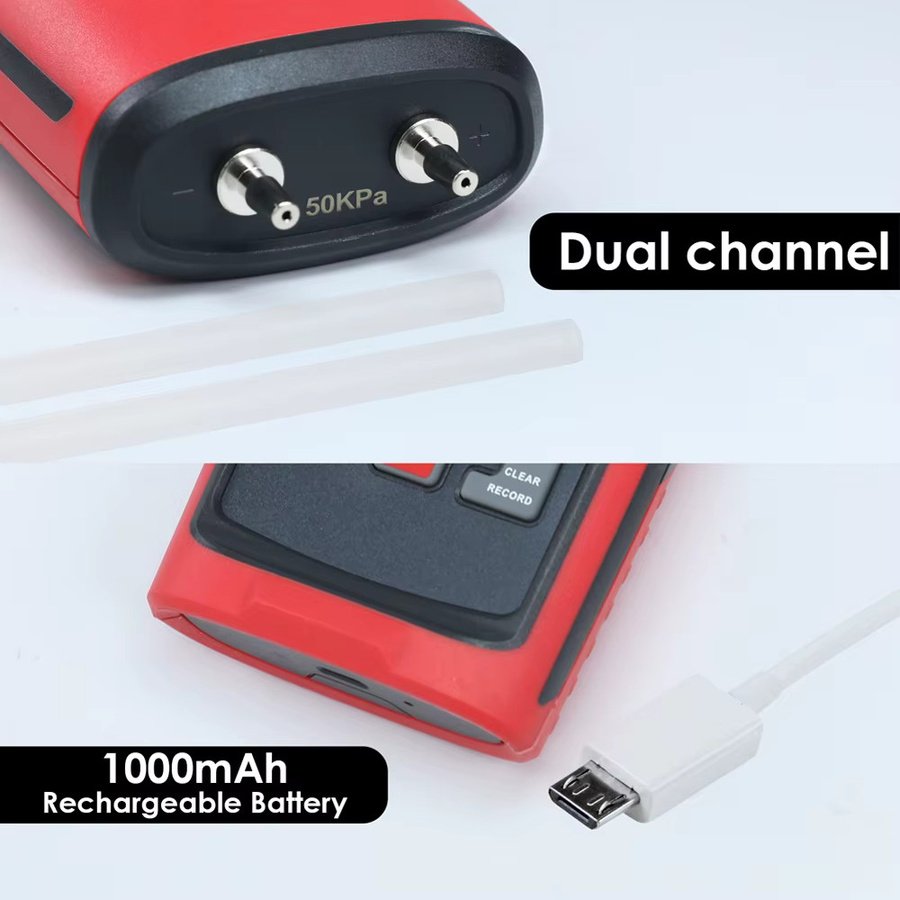 Digitales Differenzmanometer GAIN EXPRESS Luftdruckmesser U-Typ in Rot mit ±50 KPa Messbereich für pneumatische Kompressorventile und Tanks - Bild 5