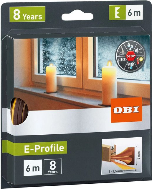 OBI E-Profil Türdichtung und Fensterdichtung aus selbstklebendem EPDM-Gummi in Braun, 600 cm - Bild 1