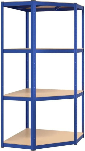 vidaXL Eckregal mit 4 verstellbaren Böden in Blau aus verzinktem Stahl und Holzwerkstoff, H x B x T: 160 x 75 x 75 cm - Bild 1
