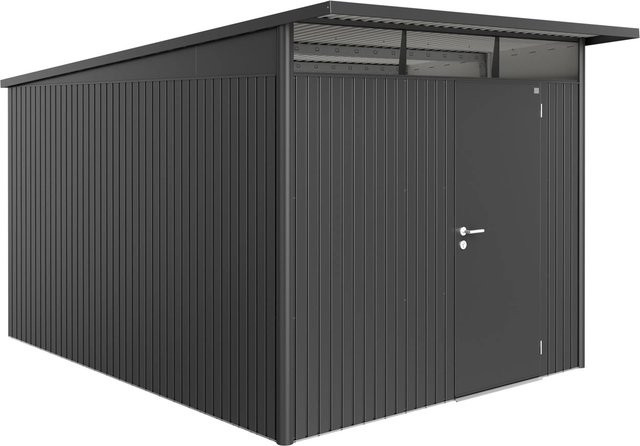 Biohort Metall-Gerätehaus AvantGarde mit Standardtür und Pultdach, Dunkelgrau-metallic, B/T/H: 257 x 337 x 222 cm - Bild 1