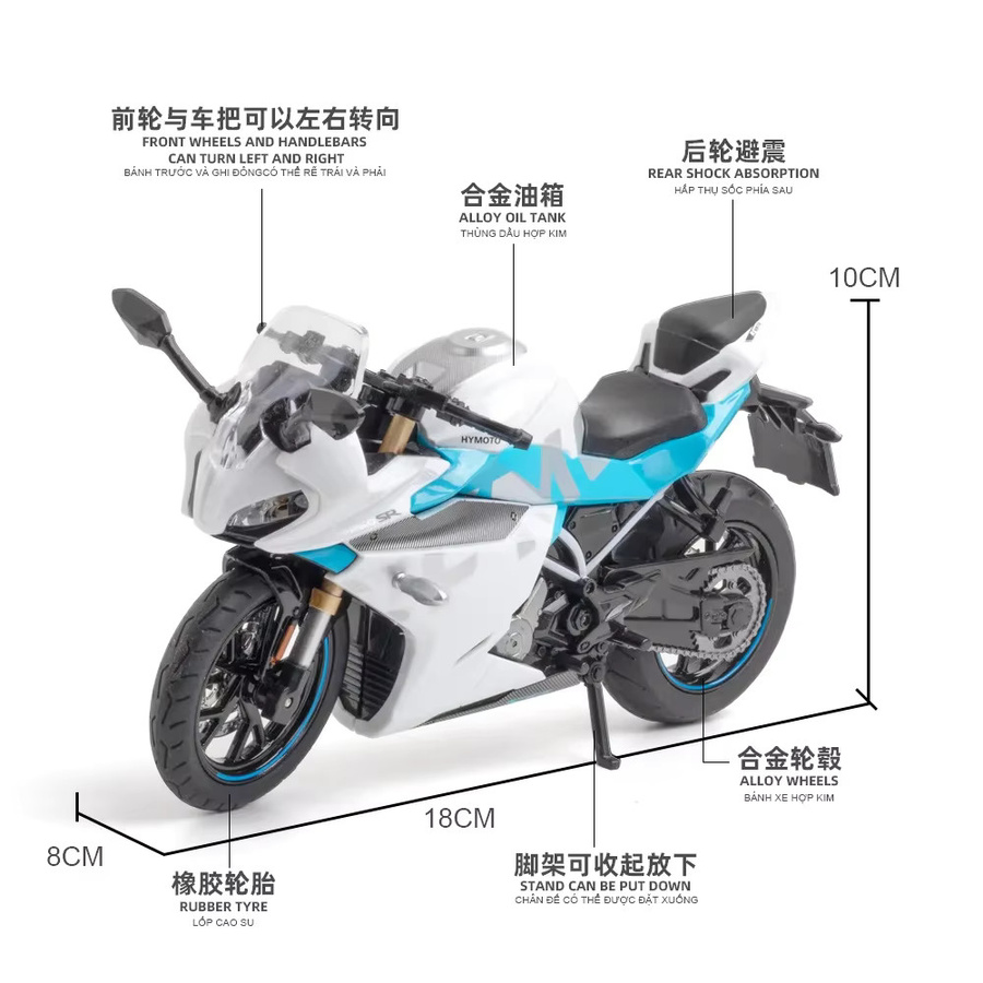 CFMOTO 250SR Motorradmodell, 1:12, Metall-Legierung, Weiß - Bild 3
