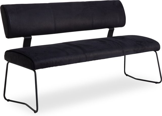 Polsterbank Mondo Moka in Schwarz mit Microfaser-Bezug und modernen Metallbeinen, Breite: 160 cm, Höhe: 46 cm, Tiefe: 34 cm - Bild 1
