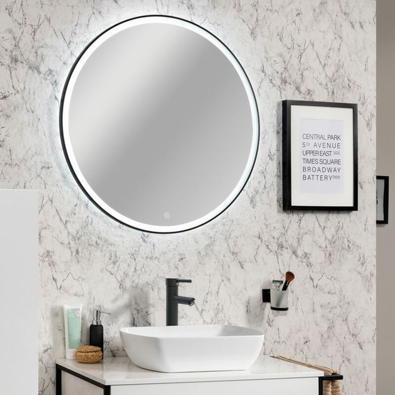 Fackelmann Spiegelelement New York rund mit LED-Beleuchtung schwarz grau B/H/T: 80 x 80 x 2,6 cm - Bild 5