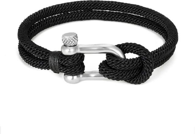 Survival-Armband Edelstahl, Schwarz, Unisex, 21cm - Bild 1