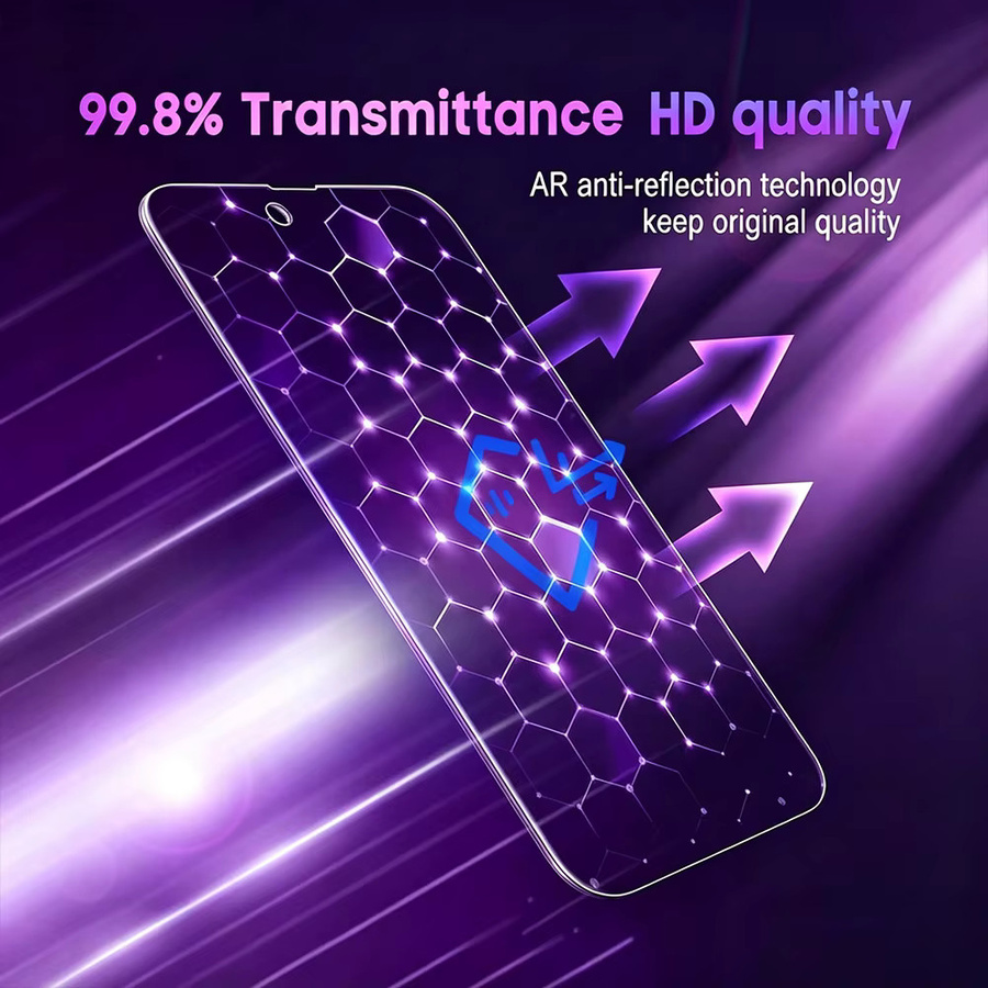 NNBILI 3er-Pack Premium Blickschutz-Displayschutzfolie aus gehärtetem Glas in Lila für iPhone 17 16 15 14 13 12 11 Pro Max, wasserdicht und Anti-Drop - Bild 4