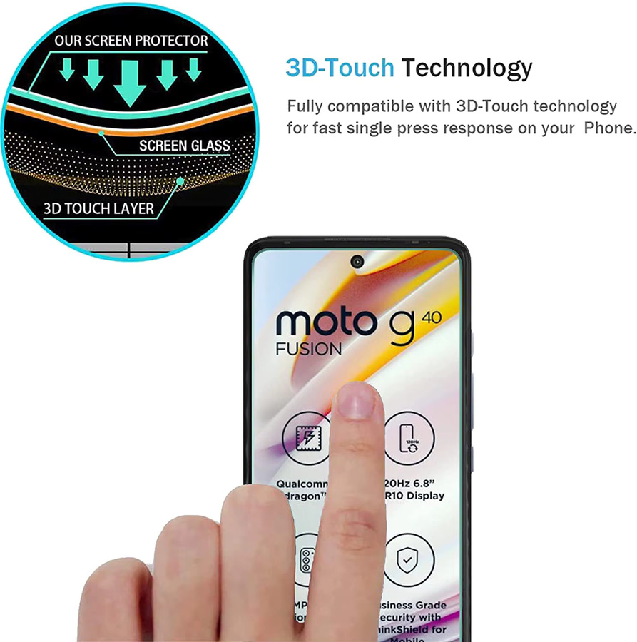 3er-Pack Displayschutzfolie aus gehärtetem Glas für Motorola Moto G60, G60S und G40 Fusion 5G Plus, transparent - Bild 5