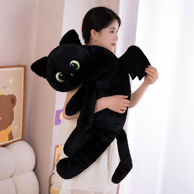 Binchi Fitness Schwarze Katze Mit Flügeln Kissen, Plüsch / Textil, ab 14 Jahre - Bild 1