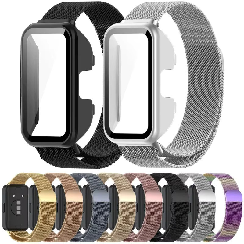 Huawei Armband und Schutzhülle, Milanaise, Schwarz, Huawei Band 8 9 10 - Bild 1