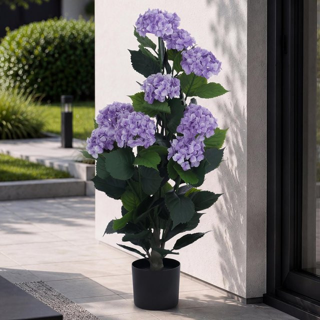 Künstliche Hortensie MCW Q86 in Lila, Dekopflanze aus Polyethylen, Höhe: 90 cm, Breite: 50 cm, Tiefe: 50 cm - Bild 1