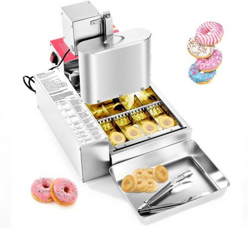 VEVOR Gewerbliche Automatische Donutmaschine aus Edelstahl in Silber, 4-reihiger elektrischer Donutbereiter mit intelligenter Steuerung, 240 Stück/h - Bild 1
