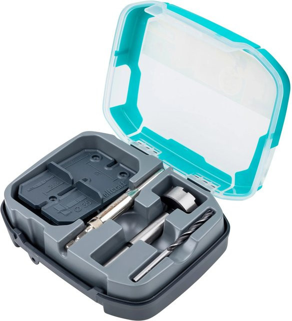 Wolfcraft Scharnierloch-Set mit 35 mm Forstnerbohrer, 5-teilig, grau - Bild 1