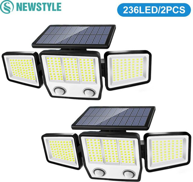 Wasserdichtes LED Solar Flutlicht mit Bewegungssensor und 3 Modi für Garten und Hof, Schwarz - Bild 1
