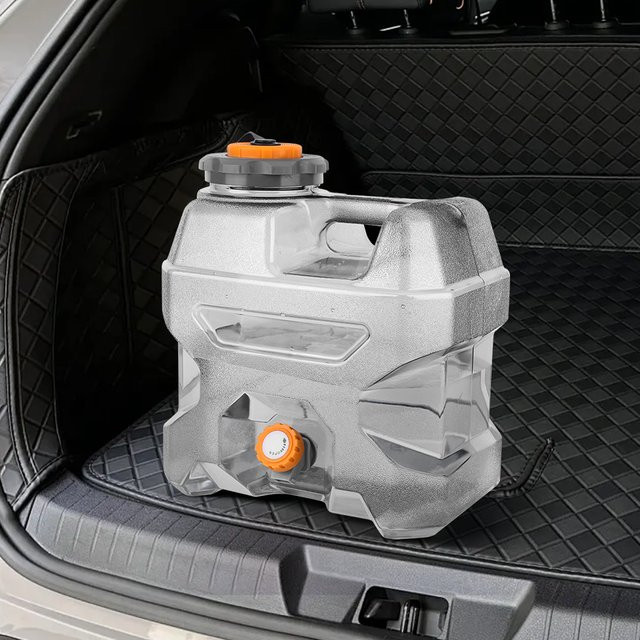 Alloet Wasserbehälter mit Zapfhahn, tragbarer Wassertank für Camping und Outdoor, transparent grau, 12 l - Bild 1