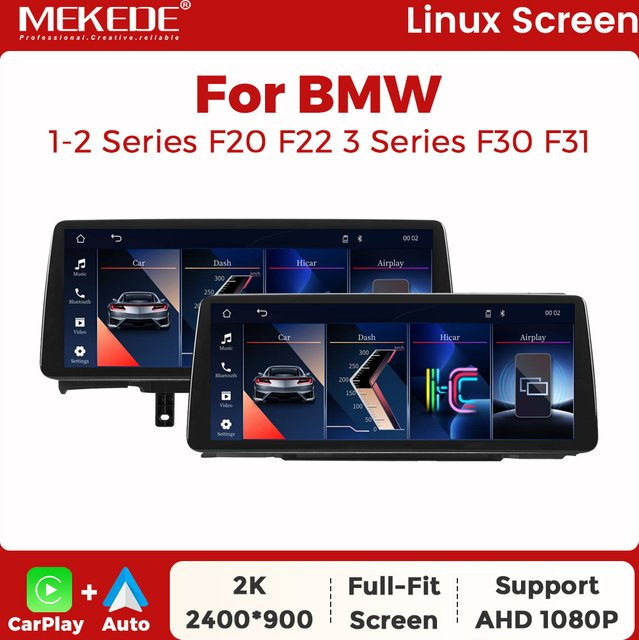 MEKEDE Android Autoradio mit Linux-System für BMW 1/2/3/4 Serie (F20 F21 F22 F23 F30 F31 F32 F33 F34 F36) NBT, 10,25 Zoll Display, Kabelloses Carplay, Android Auto, GPS, Bluetooth und WIFI, Schwarz - Bild 1