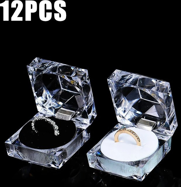 12er Set Acryl Schmuckboxen Transparent für Ringe und Hochzeitsverpackung - Bild 1