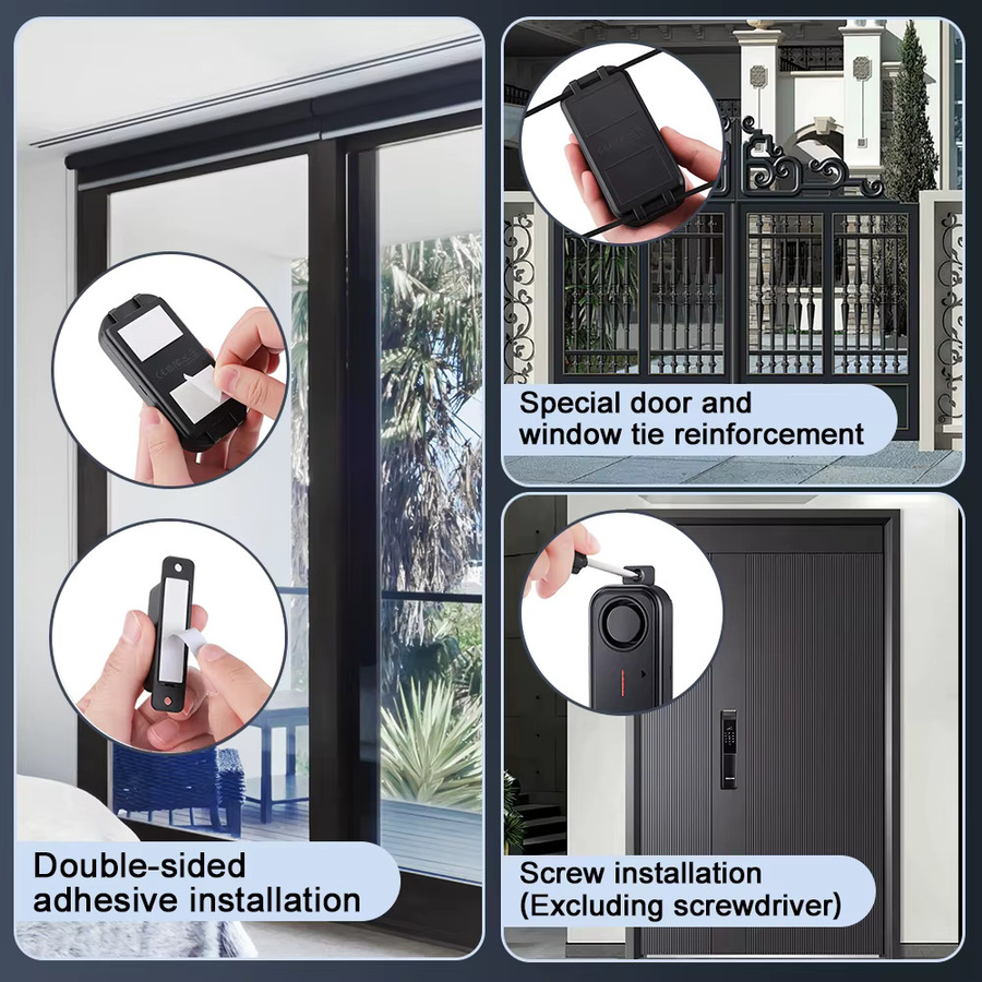 Extractme Outdoor-Tür-Fenster-Magnetalarm in Schwarz mit 108 dB, kabelloser Sensor und IP66 wasserdichtem Gehäuse für Heimsicherheit und Diebstahlschutz - Bild 5