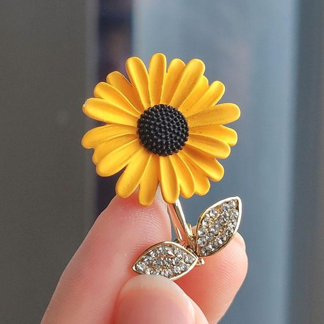 Brosche Sonnenblume, Gold, Kristall, Damen - Bild 1