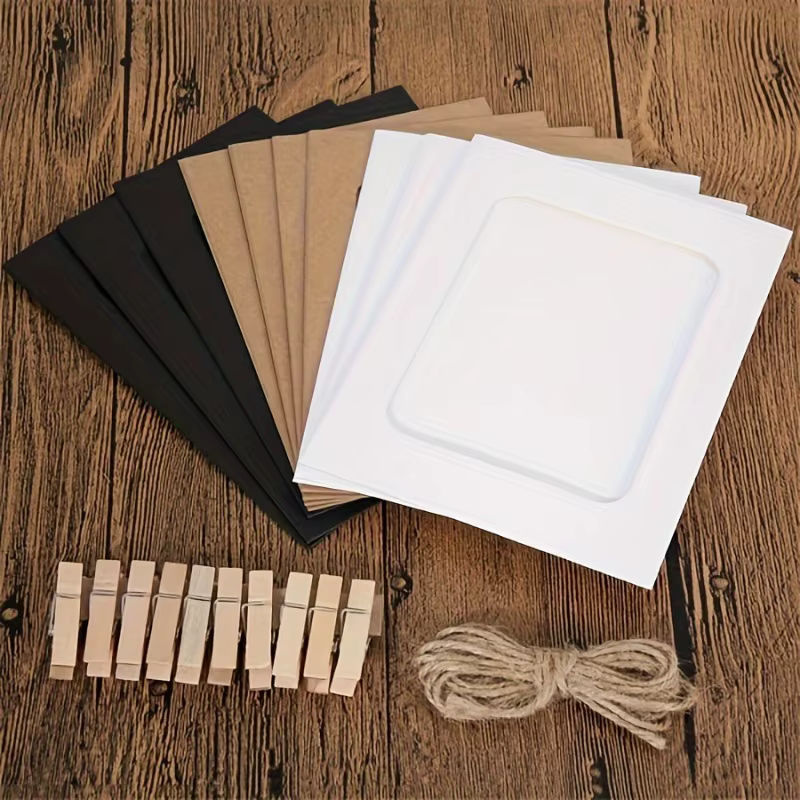 Vintage Flaggenbanner aus Kraftpapier mit Clips und Hanfschnur für deine Dekoration in Braun, Weiß und Mehrfarbig - Bild 2