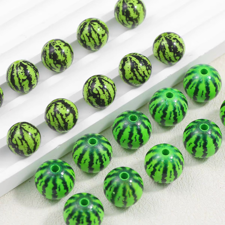 JHNBY Perlen, Acryl, Wassermelonen-Design, rund, grün, 14–16 mm - Bild 4