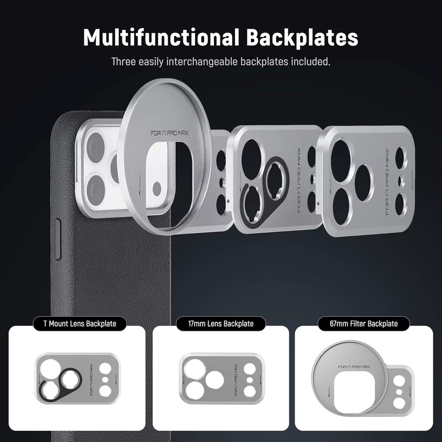 NEEWER Handyhüllenkäfig für iPhone 17 Pro und iPhone 17 Pro Max, modulare robuste Telefonabdeckung aus TPU/PC mit 67 mm Filterring, Schwarz - Bild 4