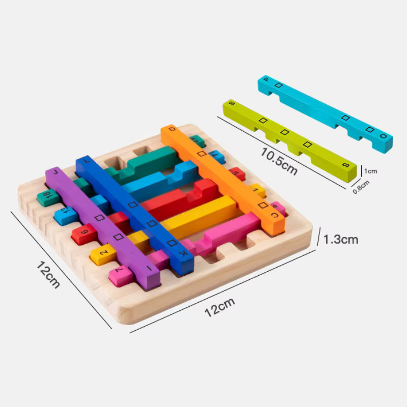 Tlewj Montessori Sticks Puzzle aus Holz als pädagogisches Lernspielzeug für Mathematik und kognitive Entwicklung in Bunt/Mehrfarbig - Bild 3