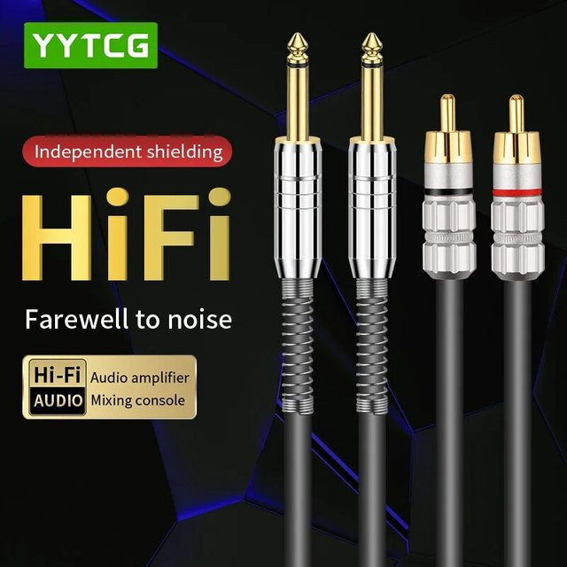 YYTCG Stereo-Klinkenkabel Schwarz, 3,5 mm Klinkenstecker auf 2 Cinch-Stecker für PC, DVD, TV und Lautsprecher - Bild 1