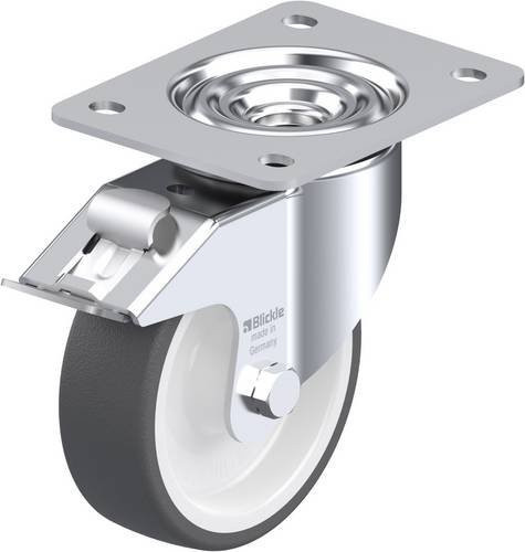 Blickle Lenkrolle LK-POTH 125R-3-FI mit Feststeller in Grau und Weiß, Rad-Durchmesser: 125 mm, Tragfähigkeit: 350 kg - Bild 1