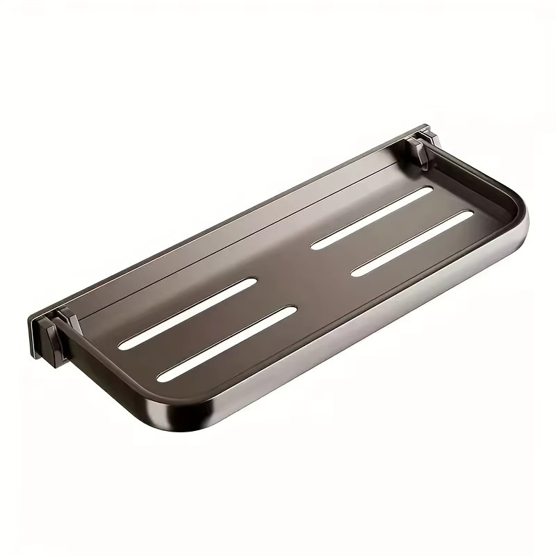 HUILV Badezimmer-Klappregal aus Aluminium, wandmontiertes Aufbewahrungsregal in Matt, platzsparendes Badezimmerzubehör - Bild 5