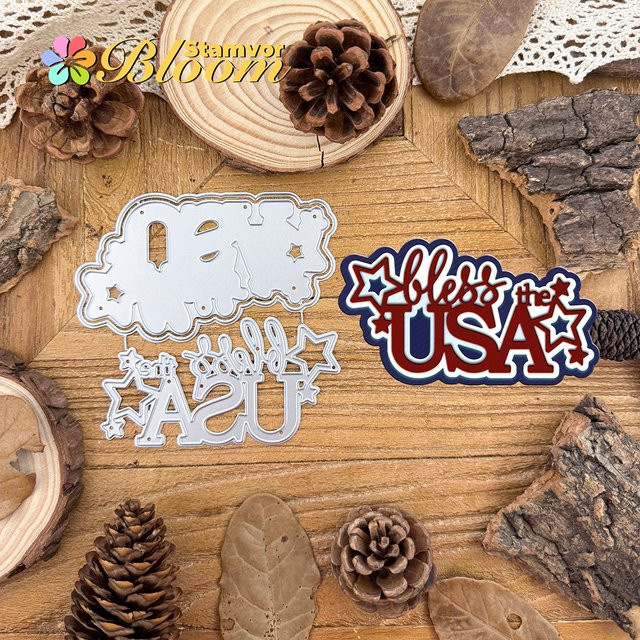 Metall-Stanzformen Bless the USA für Scrapbooking und dekorative Prägung in Silber - Bild 1