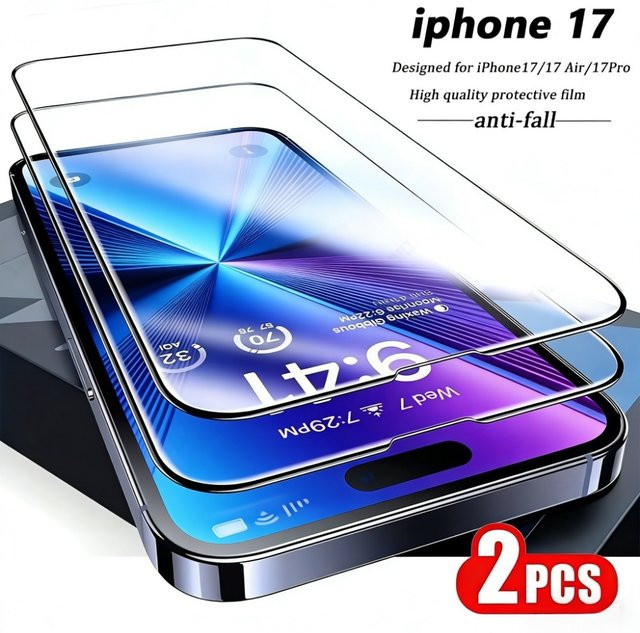 2 Stück ultraklare Displayschutzfolie aus gehärtetem Glas für Apple iPhone 11 bis iPhone 17 Pro Max, transparent - Bild 1