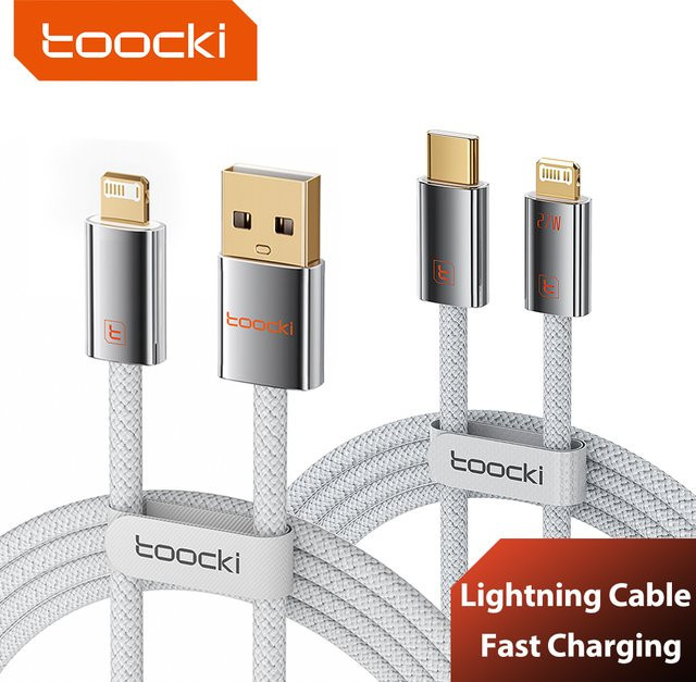 Toocki 27W USB-C auf Lightning Schnellladekabel mit Zinklegierung für iPhone und iPad, Farbe: Weiß - Bild 1