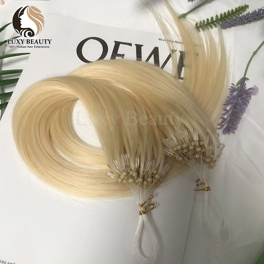 Luxy Beauty Blonde Micro Loop Echthaarverlängerungen, 12-20 Zoll - Bild 1