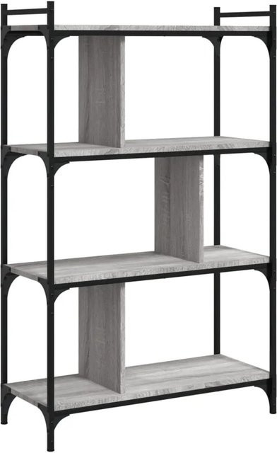vidaXL Bücherregal mit 4 Böden in Grau, Holzwerkstoff und Metall im industriellen Design, B/T/H: 76 x 32 x 123 cm - Bild 1