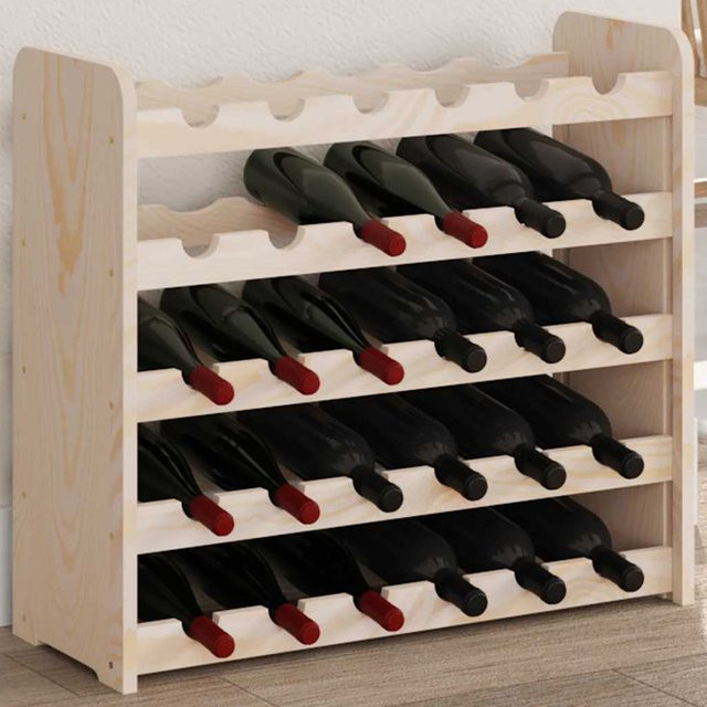 vidaXL Weinregal aus massivem Kiefernholz in natürlicher Optik, Wandmontage, B/T/H: 67,5 x 25 x 60 cm - Bild 2