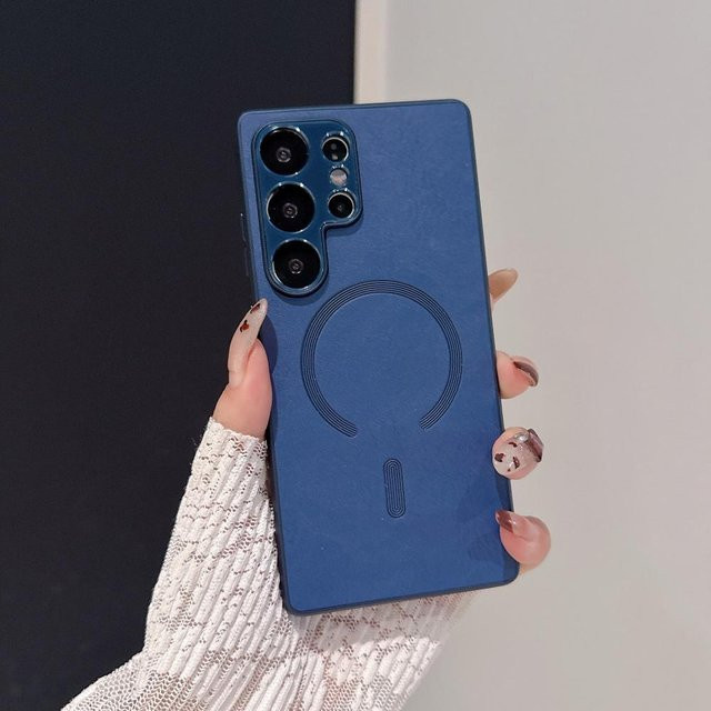 Schutzhülle aus Leder für Samsung Galaxy S24 S25 S26 Plus Ultra FE Edge, magnetisch, stoßfest, Farbe: Blau - Bild 1