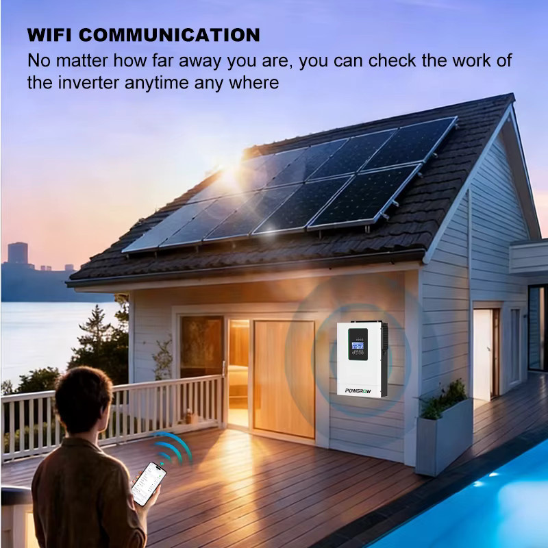 POWGROW 3,6KW 24V Hybrid-Solarwechselrichter mit 100A MPPT-Laderegler, Reine Sinuswelle und WLAN-Unterstützung, Farbe: Weiß - Bild 4