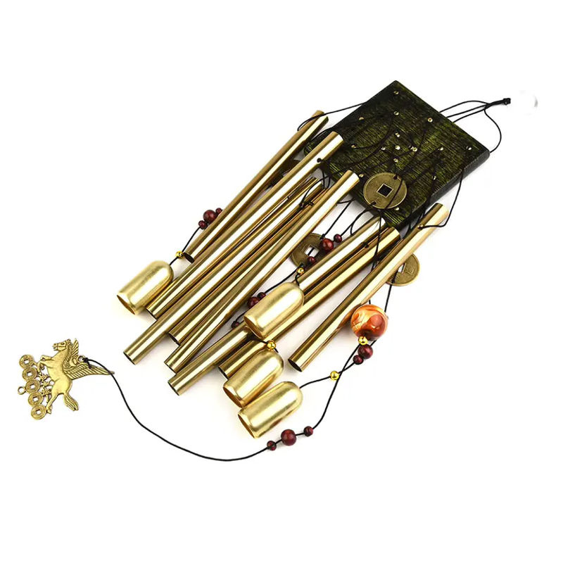 Großes Windspiel mit Glocken in Gold für Garten und Outdoor Dekoration, Höhe: 63 cm - Bild 5